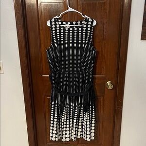 Anne Klein Black and White Polka Dot Midi Dress